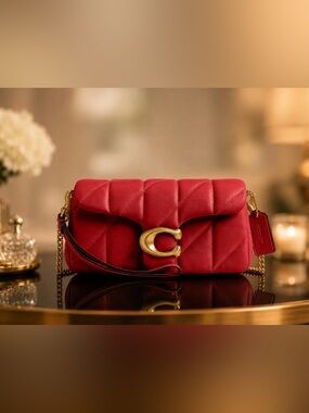 COACH Tabby 19 in Poppy Crossbody Bag with Gold hardware and chain